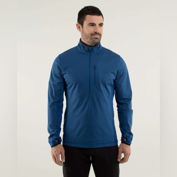 Lululemon Rugged Blue Barricade 1/4 zip pullover top - Picture 1 of 7